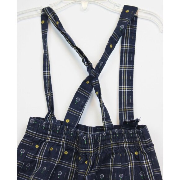 VTG 90s Good Lad Shorts Tennis Plaid Woven sz 4T Suspender Straps Preppy Unisex - Picture 6 of 8